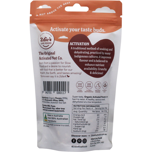 2die4 Live Foods Organic Activated Pecans with Fresh Whey 120g