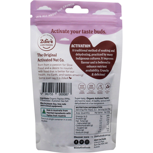 2die4 Live Foods Organic Activated Pepitas 100g