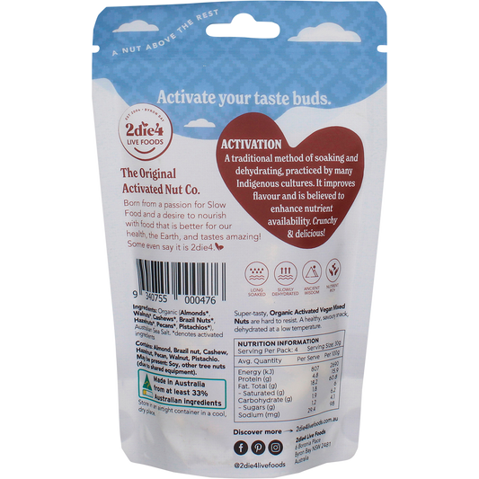 2die4 Live Foods Organic Activated Mixed Nuts Vegan 120g