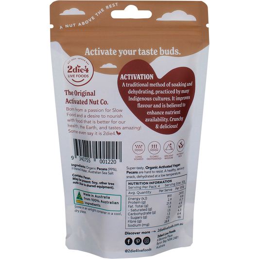 2die4 Live Foods Organic Activated Pecans Vegan 120g