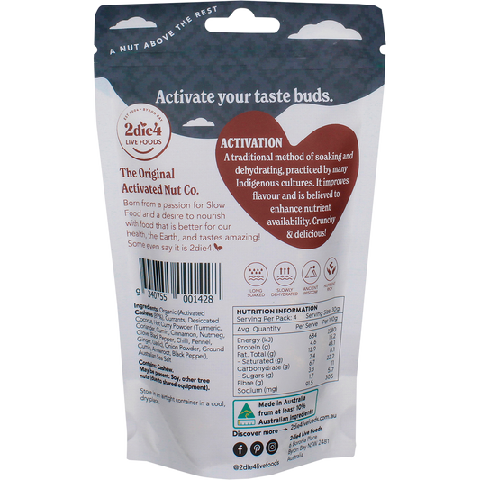 2die4 Live Foods Organic Activated Masala Cashews 120g