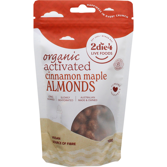 2die4 Live Foods Organic Activated Almonds Cinnamon Maple 100g