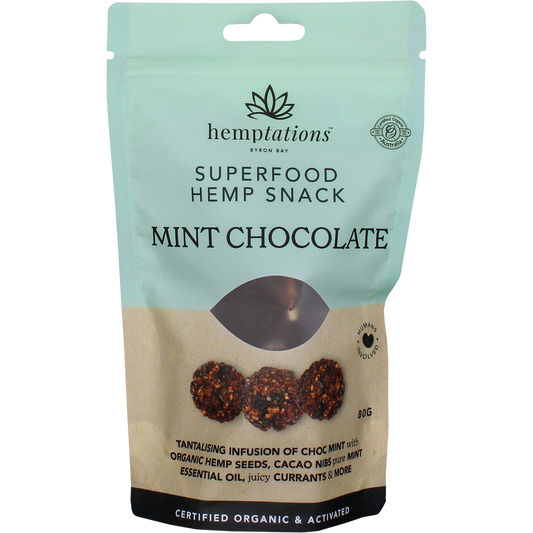 2die4 Live Foods Hemptations Superfood Hemp Snack Mint Chocolate 80g