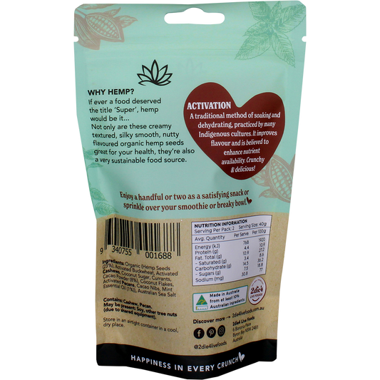 2die4 Live Foods Hemptations Superfood Hemp Snack Mint Chocolate 80g