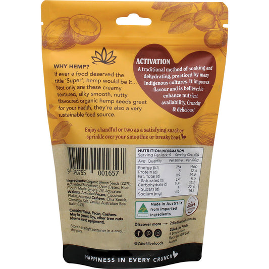 2DIE4 LIVE FOODS Hemptations Superfood Hemp Snack Salted Maple 1 x 200g