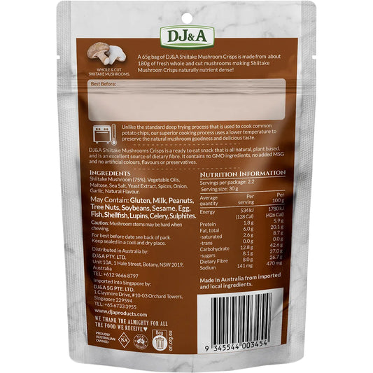DJ&A Shiitake Mushroom Crisps 9 x 65g