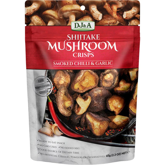 DJ&A Shiitake Mushroom Crisps Smoked Chilli & Garlic 9 x 65g