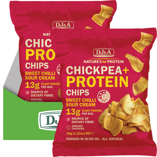 DJ&A Chickpea + Protein Chips Sweet Chilli & Sour Cream - Box of 9