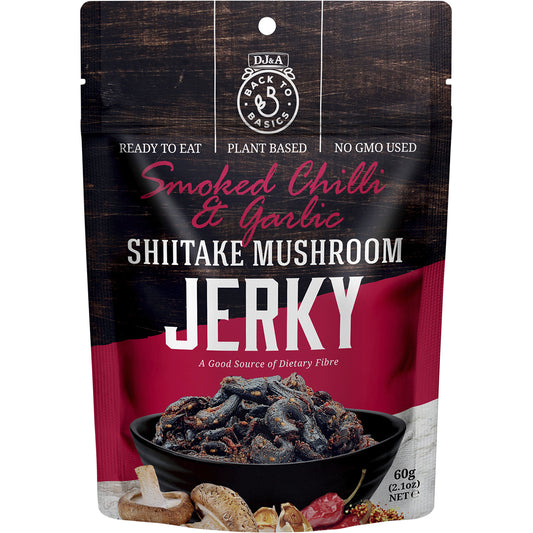 DJ&A Shiitake Mushroom Jerky Smoked Chilli & Garlic 12 x 60g