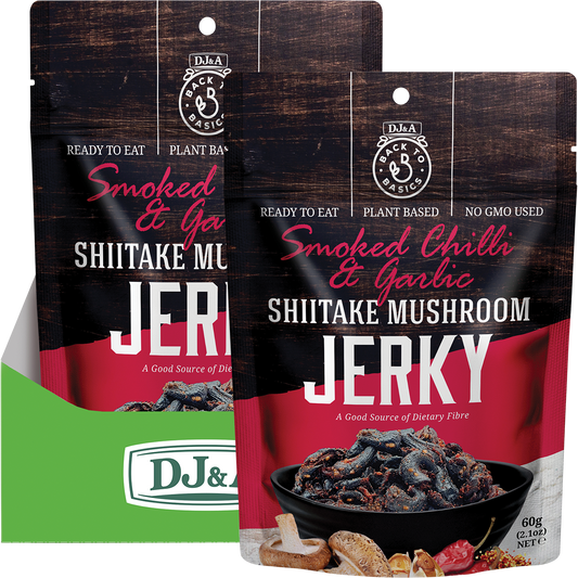 DJ&A Shiitake Mushroom Jerky Smoked Chilli & Garlic - Box of 12