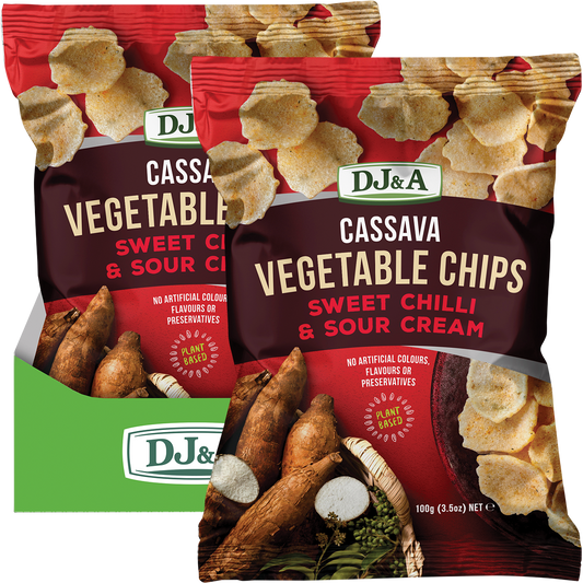 DJ&A Cassava Vegetable Chips Sweet Chilli & Sour Cream - Box of 5