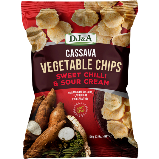 DJ&A Cassava Vegetable Chips Sweet Chilli & Sour Cream - Box of 5