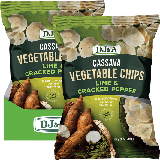 DJ&A Cassava Vegetable Chips Lime & Cracked Pepper - Box of 5