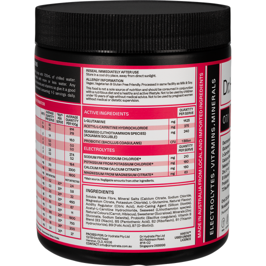Dr Hydrate All-In-One Hydration Drink Hasta Cert Raspberry