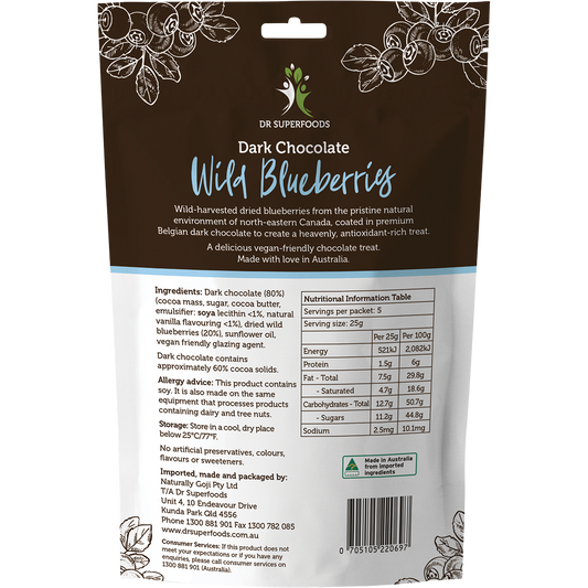 Dr Superfoods Wild Blueberries Dark Chocolate