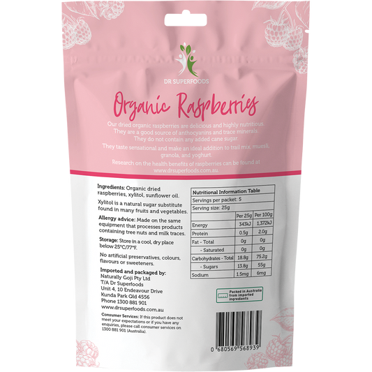 Dr Superfoods Dried Raspberries Organic