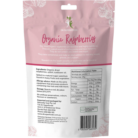 DR SUPERFOODS Dried Raspberries Organic 1 x 125g