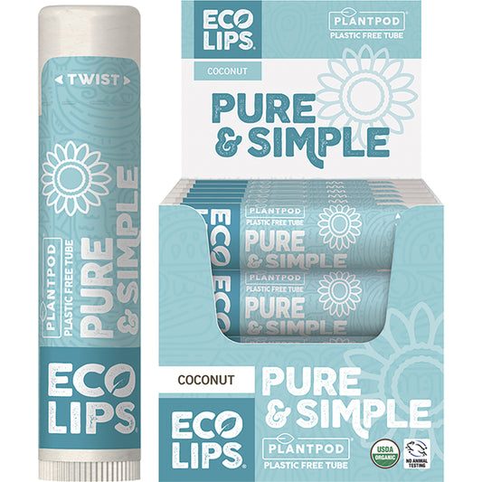 ECO LIPS Lip Balm Display Pure & Simple Coconut 24 x 4.25g