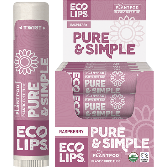 Eco Lips Lip Balm Display Pure & Simple Raspberry