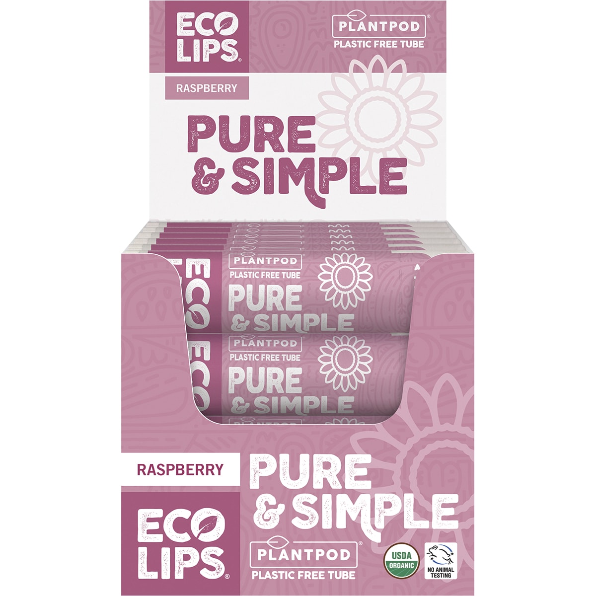 ECO LIPS Lip Balm Display Pure & Simple Raspberry 24 x 4.25g