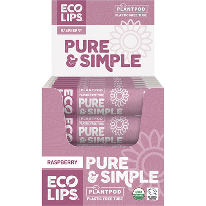 ECO LIPS Lip Balm Display Pure & Simple Raspberry 24 x 4.25g