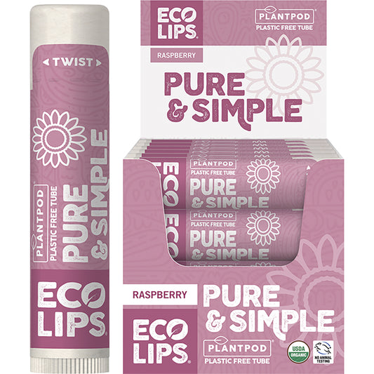 ECO LIPS Lip Balm Display Pure & Simple Raspberry 24 x 4.25g
