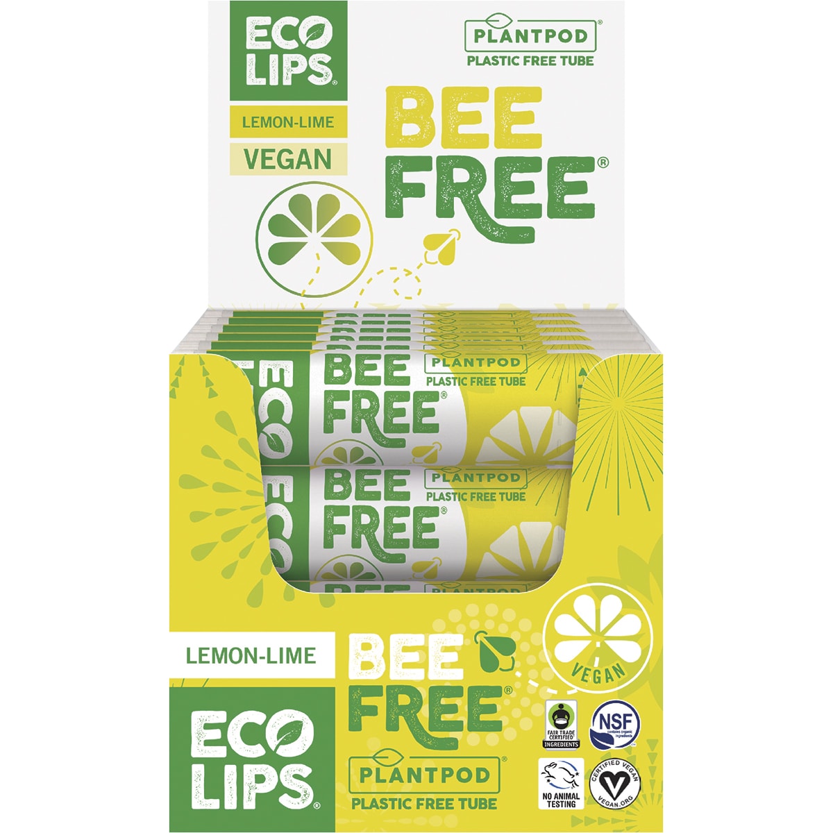ECO LIPS Lip Balm Display Bee Free Lemon-Lime 24 x 4.25g