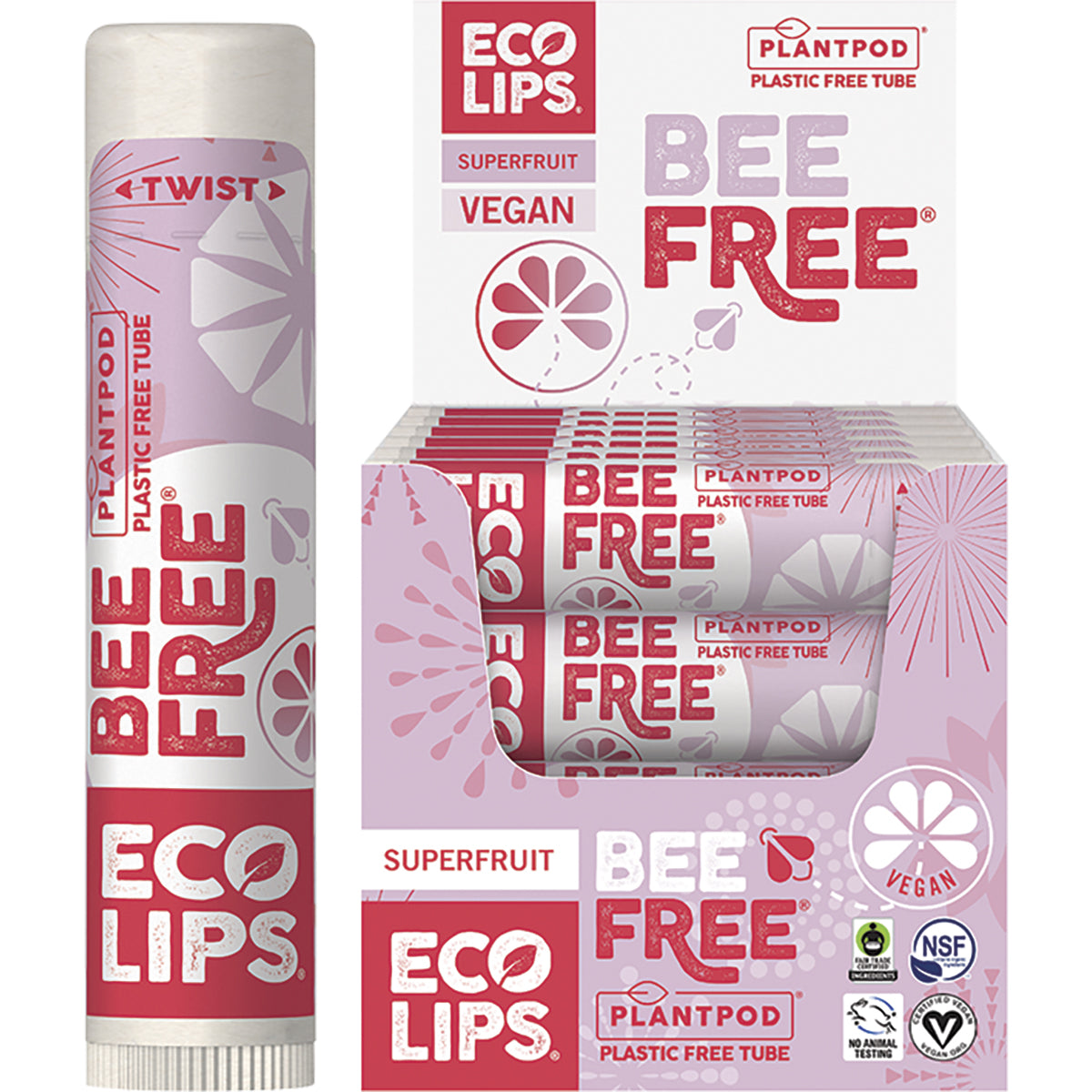 ECO LIPS Lip Balm Display Bee Free Superfruit 24 x 4.25g