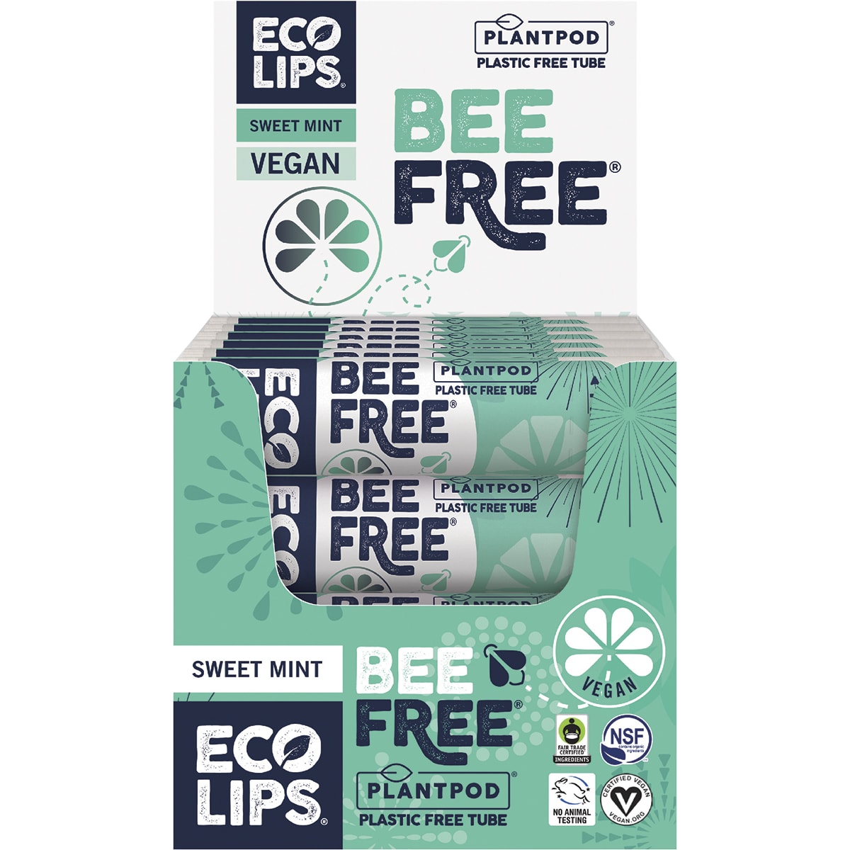 ECO LIPS Lip Balm Display Bee Free Sweet Mint 24 x 4.25g
