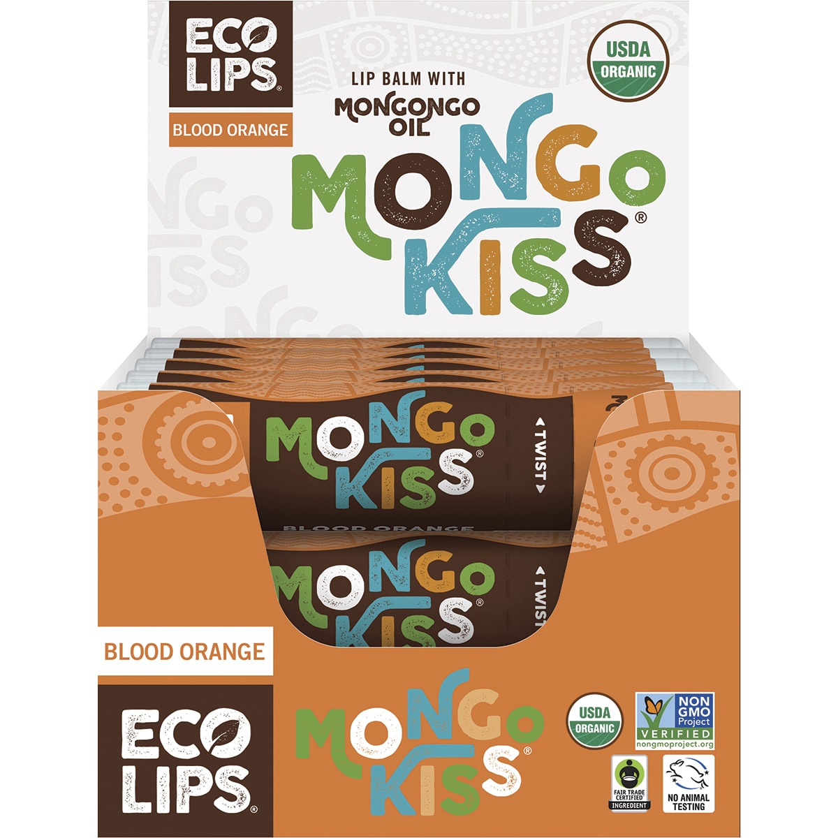 ECO LIPS Lip Balm Display Mongo Kiss Blood Orange 15 x 7g