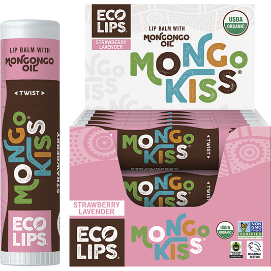 Eco Lips Lip Balm Display Mongo Kiss Strawberry Lavender