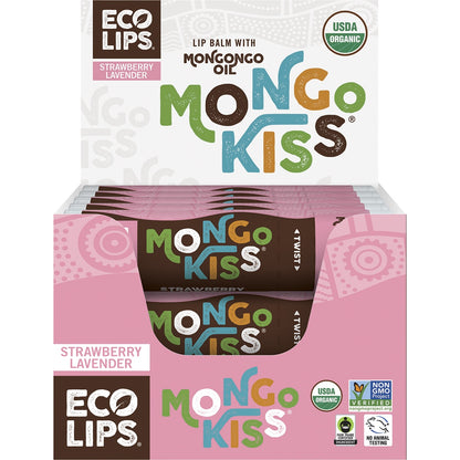 ECO LIPS Lip Balm Display Mongo Kiss Strawberry Lavender 15 x 7g