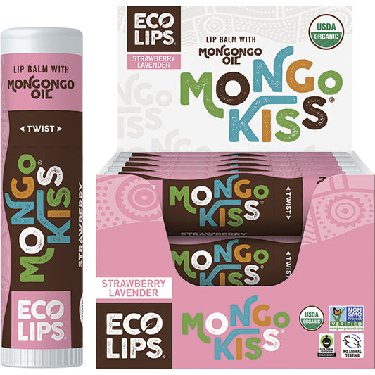ECO LIPS Lip Balm Display Mongo Kiss Strawberry Lavender 15 x 7g