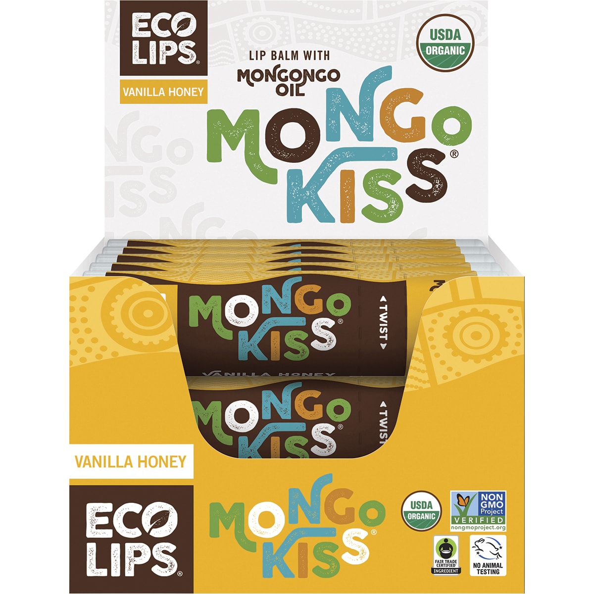 ECO LIPS Lip Balm Display Mongo Kiss Vanilla Honey 15 x 7g