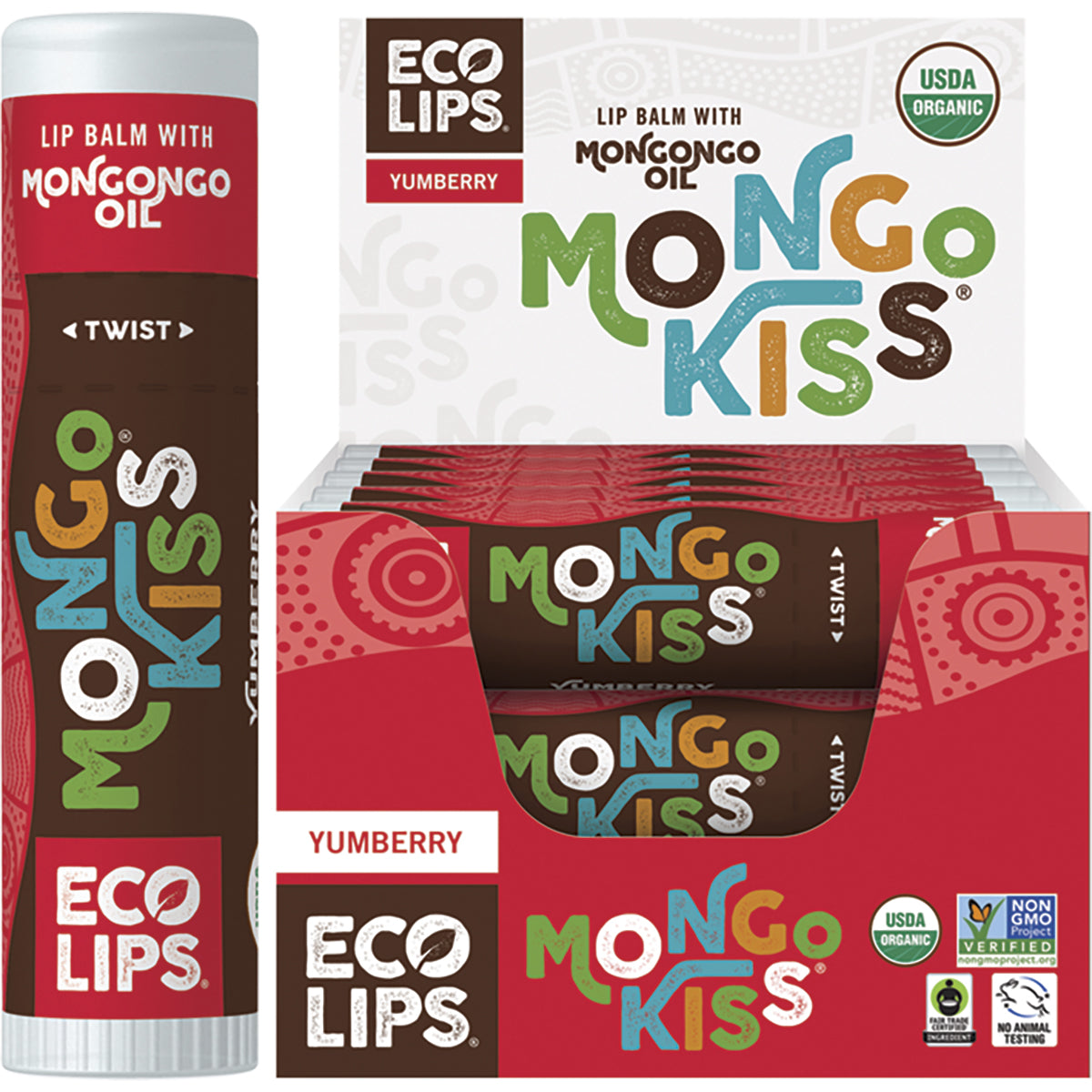 ECO LIPS Lip Balm Display Mongo Kiss Yumberry 15 x 7g