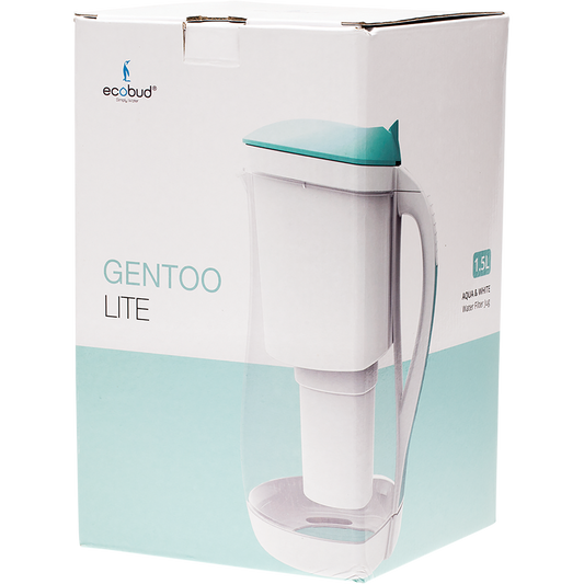 Ecobud Gentoo Plastic Water Filter Jug Aqua & White