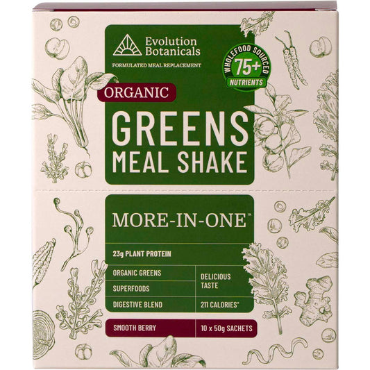EVOLUTION BOTANICALS Organic Greens Meal Shake Smooth Berry 10 x 50g