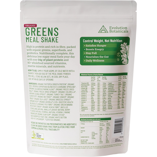 Evolution Botanicals Organic Greens Meal Shake Smooth Berry