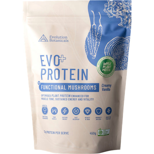 EVOLUTION BOTANICALS EVO+ Protein Functional Mushrooms Creamy Vanilla 1 x 450g