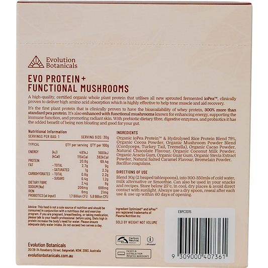 Evolution Botanicals EVO+ Protein Functional Mushrooms Smooth Chocolate