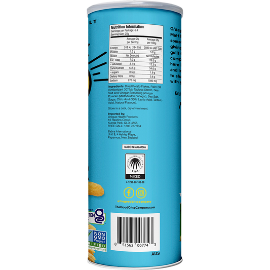 The Good Crisp Company Potato Crisps Sea Salt & Vinegar - Box of 8