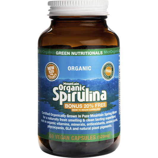Green Nutritionals Mountain Organic Spirulina 520mg 12 x 60 Caps