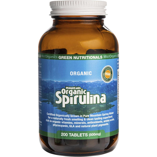 GREEN NUTRITIONALS Mountain Organic Spirulina Tablets 500mg 1 x 200 Tabs