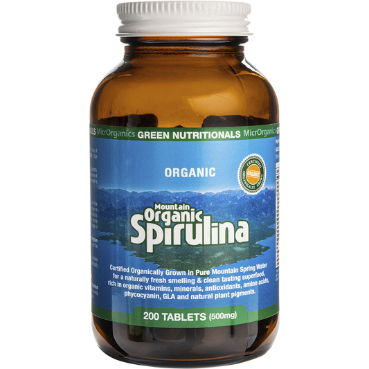 Green Nutritionals Mountain Organic Spirulina Tablets 500mg 12 x 200 Tabs