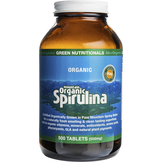 GREEN NUTRITIONALS Mountain Organic Spirulina Tablets 500mg 1 x 500 Tabs