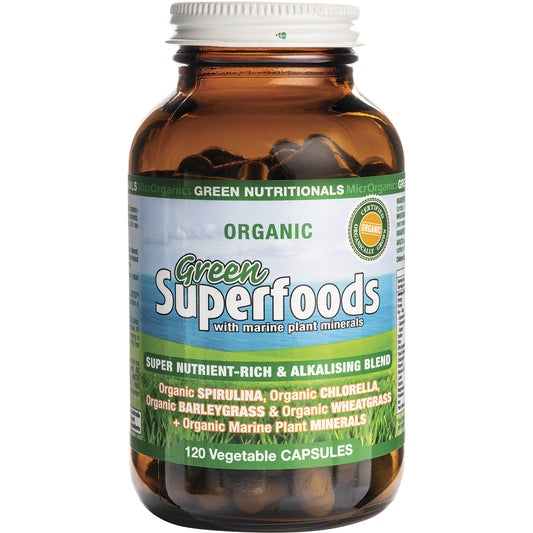 GREEN NUTRITIONALS Organic Green Superfoods Vegan Capsules 600mg 1 x 120 Caps