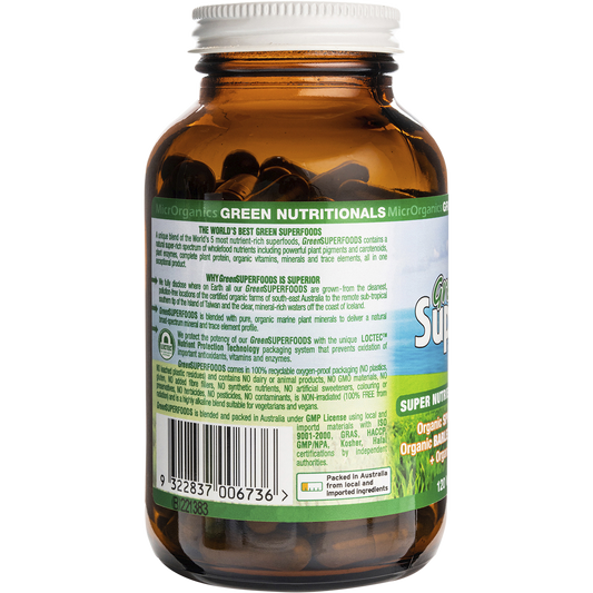 Green Nutritionals Organic Green Superfoods 600mg 12 x 120 Caps