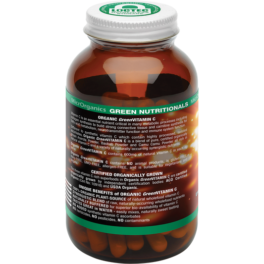 Green Nutritionals Organic Green Vitamin C 600mg 12 x 60 Caps