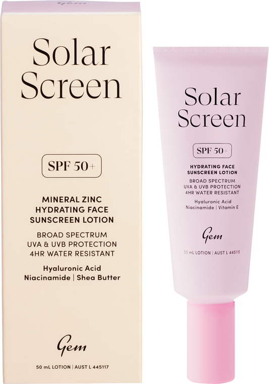 Gem Solar Screen SPF50+ Hydrating Face Sunscreen Lotion