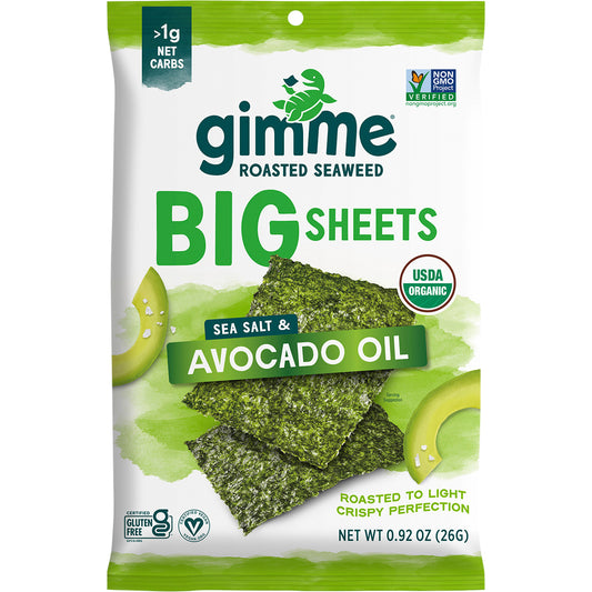 GIMME Roasted Seaweed Big Sheets Sea Salt & Avocado Oil 7 Sheets 1 x 26g